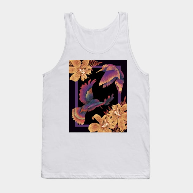 Hummingbirds with Tiger Lilies Tank Top by allthumbs